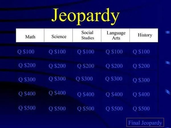 game toán học - Math Jeopardy